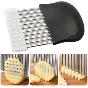 Taglierina in acciaio inox ondulata per affettapatate verdure lama coltello - Foto 1 di 14
