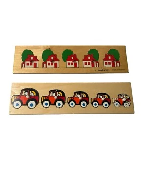 Simplex Vintage Wood Peg Puzzle House and Willis Toys Puzzle Cars Toy READ - Image 1 of 4