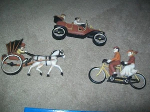 Arte de pared vintage HOMCO decoración 3 piezas coche bicicleta carro de caballos 1975 - Imagen 1 de 2