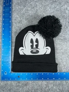 Disney Mickey Mouse Beanie Toque Toddler One Size Black 100% Acrylic Pom - Picture 1 of 8