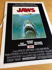 Poster From 1975 JAWS  HORROR MOVIE FILM POSTER PRINT Vintage