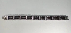 MENS 8 1/4" STAINLESS STEEL AND BLACK STEEL LINK STYLE BRACELET Locking Clasp - Picture 1 of 7