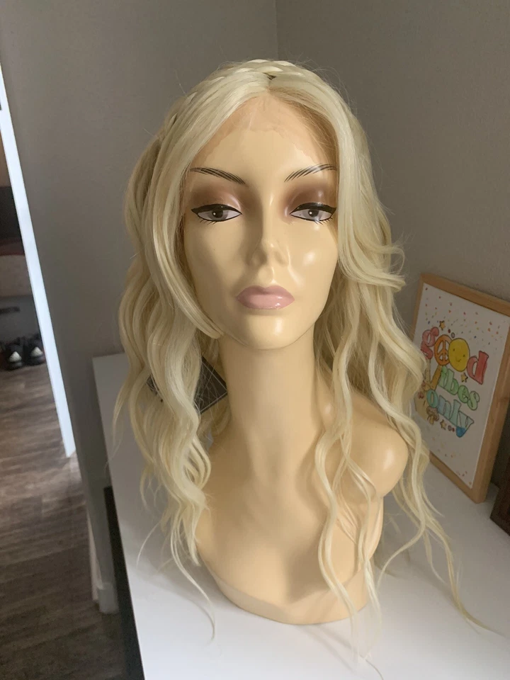 Forever Young EUROPEAN BOHO Lace Front Wavy WIG Braid Crown 613 Light Blonde - Image 1 of 4