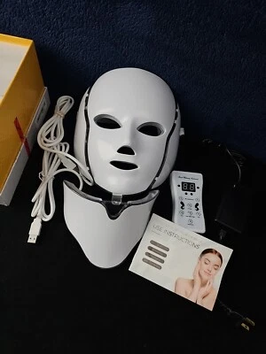 7 Colors LED Light Photon Face Mask Rejuvenation Skin Therapy Anti Wrinkles.Used - Image 1 of 4