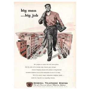 1955 General Telephone: Big Man Big Job Vintage Print Ad - Bild 1 von 1