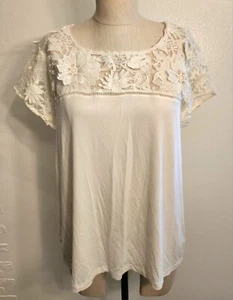 Rose & Olive White Lace Short Sleeve Top Blouse - Picture 1 of 7