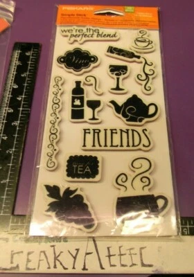 PERFECT BLEND COFFEE WINE TEA CUPS GLASS 13 CLING RUBBER STAMPS NIP CREAKYATTIC Foto 1 de 2