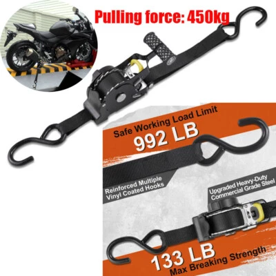 CUTEVER Retractable Auto Retract Ratchet Tie Down Strap Sealey 2.5cm x 3.3 Metre + Hook
