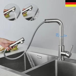 Küchenarmatur mit Ausziehbar Wasserhahn Einble Spültischarmatur Mischbatterie - Bild 1 von 11