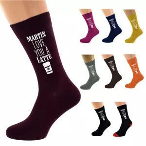 Personalised Love You A Latte Mens Socks with Name UK Size 5-12 - X6N1010 - Picture 1 of 9
