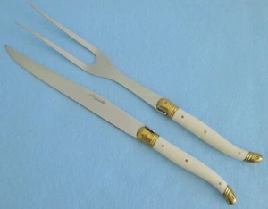 Jean Dubost Laguiole Messer & Volk Schnitzset Edelstahl Frankreich Messingbesatz - Bild 1 von 10