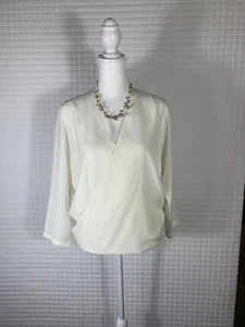 MICHAEL KORS Off White Long Sleeve Overlap Front Top Size S - Picture 1 of 6
