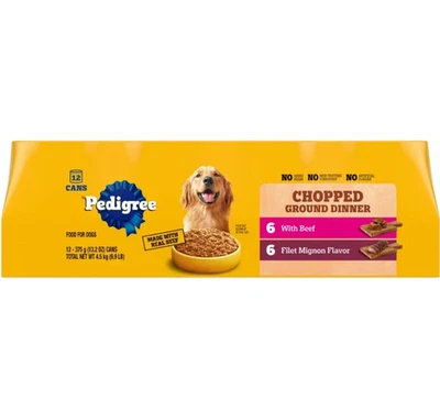 Pedigree Chopped Ground Dinner Filet Mignon & Beef Variety Pack 13.2 oz - Image 1 of 4