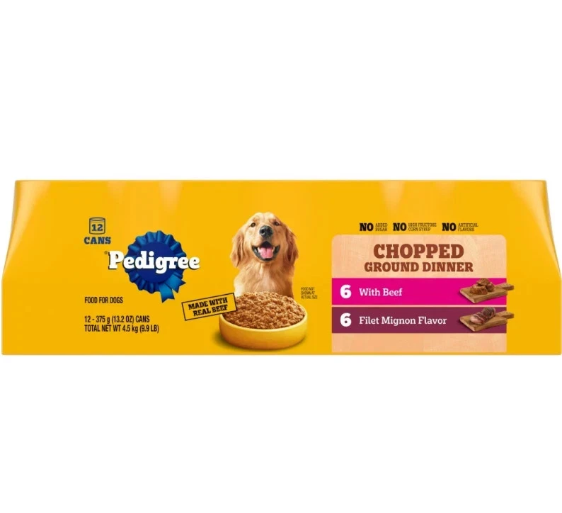 Pedigree Picado Molido Cena Filete Mignon y Carne Paquete Variedad 13.2 OZ Foto 1 de 4