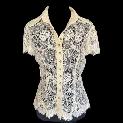 Винтажный кружевной топ богемное фея романтический викторианской кокетки изящный ренессанс Y2K S - Изображение 1 из 4