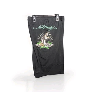 Ed Hardy Women’s Tube Top Long Black Leopard Yellow Roses Graphic Print Tankini - Picture 1 of 10