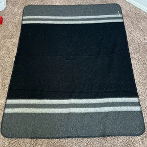 Alicia Adams Alpaca Blend Field Throw Gray Black Striped 69"x54" - Picture 1 of 5