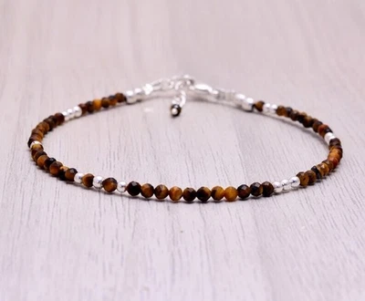 Bracciale/Cavigliera Minimilastica Occhio di Tigre Natural Dainty 3MM... - Immagine 1 di 4