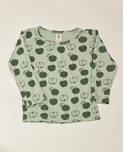 Kate Quinn 5Y Organic Cotton T shirt LS green Apples Fall Back to School - Picture 1 of 2