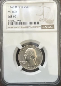 1968-D Washington Quarter - NGC Graded MS66 - Doubled Die Reverse (DDR VP-002) - Picture 1 of 2