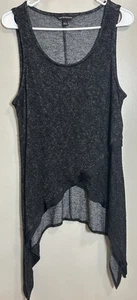 Women’s Rock & Republic Black Tank Top Sharkbite Hem Large Goth - Picture 1 of 6