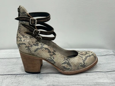 Freebird Randi Snakeskin Leather Heels Ankle Strap Block Heel Pump Shoes Size 9 - Image 1 of 4