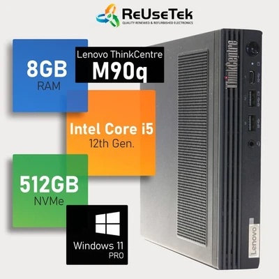Lenovo ThinkCentre M90q Gen 3 Tiny Intel i5-12500T 8GB RAM 512GB NVMe Win 11 Pro - Image 1 of 4