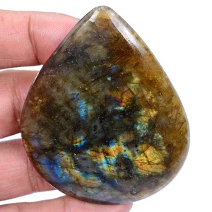 270.30 Cts Natural Untreated Golden Blue Shine Labradorite Pear Gem For Pendant - Picture 1 of 6