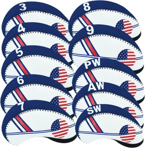 Golfschlägerbezüge Set für Eisen Neopren Eisen Kopfbedeckung Schlägerschutz 10 Stück Weiß - Bild 1 von 17