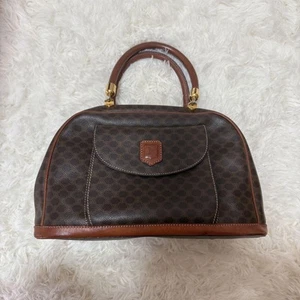 CELINE Macadam Brown PVC Leather Handbag Front Pocket Tote Authenticated - Picture 1 of 10