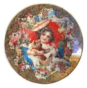 Romantic Victorian Keepsakes” My Beloved Teddy” Collectors Plate 1994 W/Wall Han - Picture 1 of 3