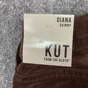 KUT From The Kloth Diana Skinny Corduroy Pants Brown Women's Size 16 Stretch NWT - Picture 1 of 10