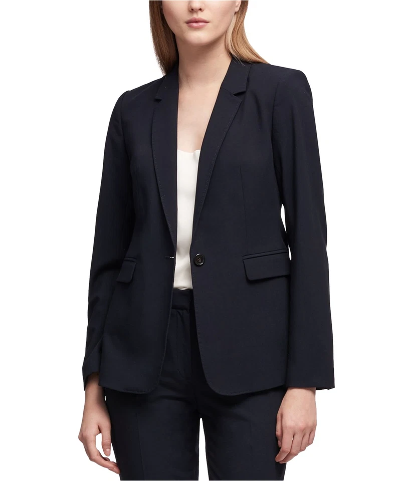 DKNY Womens Solid One Button Blazer Jacket, Blue, 6 - Image 1 of 1
