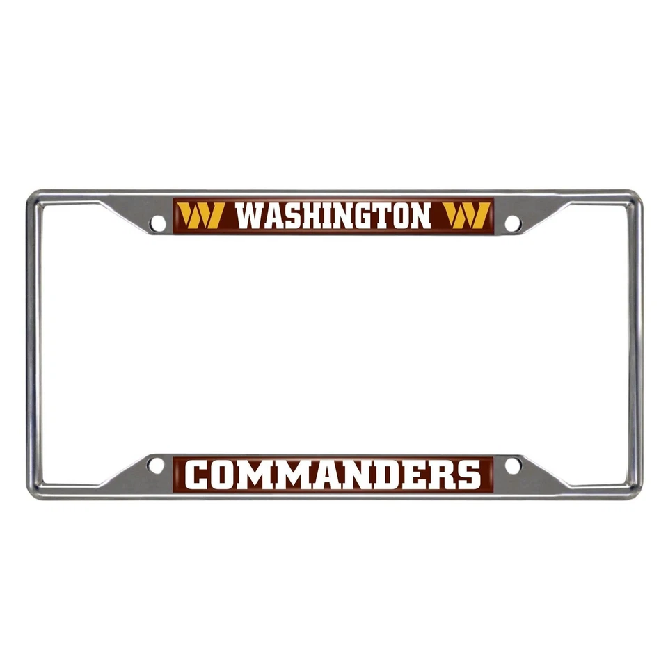 Tampa de placa de licença Washington Commanders metal quadro cromado 6x12 polegadas - Imagem 1 de 4