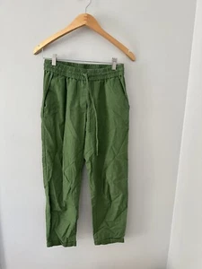 J Crew Linen Blend Capri Pants Womens Sz 4 Green Stretch Waist Casual Loose Fit - Picture 1 of 6