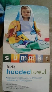 New with tags ! Summer Beach Kids hoodedtowel Hooded 100% Cotton Towel - Picture 1 of 1