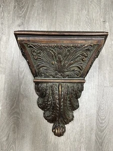 Vintage resin Wall sconce Shelf bronze color Hollywood Regency 10.5x10.5” MCM - Picture 1 of 12