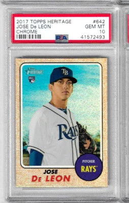 2017 Topps Heritage Jose DeLEON Chrome PSA 10  RC - Image 1 of 2