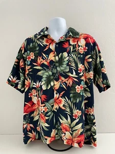 Van Heusen Herren Größe XL 17-17,5 Kurzarm Blumenmuster Hawaii Button Down Hemd - Bild 1 von 9