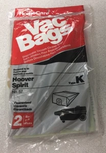 Home Care Typ K Hoover Spirit Staubsaugerbeutel Nr. 57 nagelneu / 2 Beutel pro Packung - Bild 1 von 3