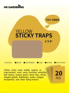 5PKS - 20PCS Sticky Fly Trap Paper Yellow Traps Fruit Flies Insect Glue Catcher - Picture 1 of 4
