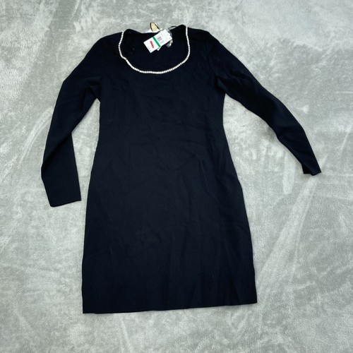 Abito Michael Kors nero manica lunga con scollo strass nuovo con etichetta 0775