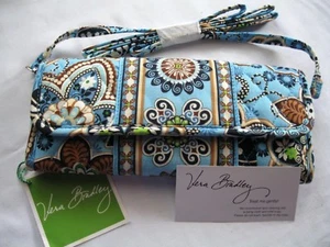 Vera Bradley BALI BLUE SLEEK WALLET Crossbody COIN CASE Check PURSE Shoulder Bag - Picture 1 of 10