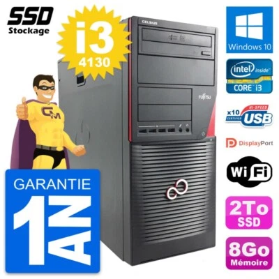 PC Tour Fujitsu Celsius W530 Intel Core I3-4130 RAM 8Go SSD 2To Windows 10 Wifi - Imagen 1 de 4