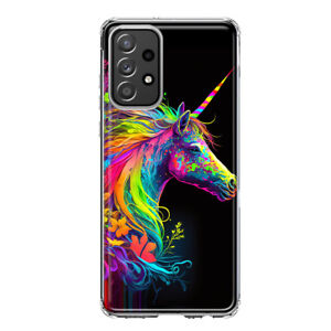 For Samsung Galaxy A52 Shockproof Neon Rainbow Unicorn Floral Case