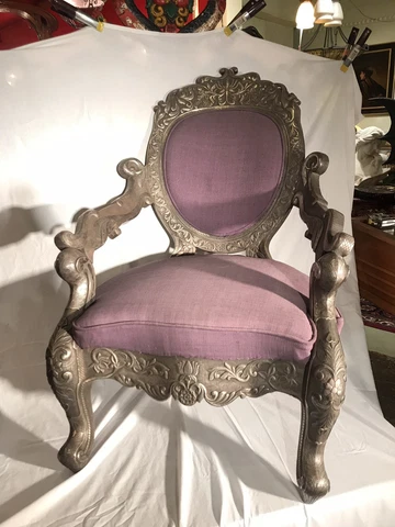 Vintage Upholstered Silver Overlaid Arm Chair Cover
