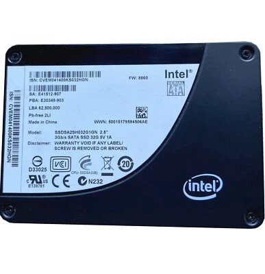 Intel SSDSA2SH032G1GN E30349-903 Intel DC 32GB 2.5'' 5V 1A 3Gb/s FW8860 SATA SSD - Image 1 of 2