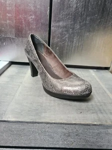Neuwertige TAMARIS Pumps Gr 37 High Heels Schlangenoptik grau Metallic #S401 - Imagen 1 de 11