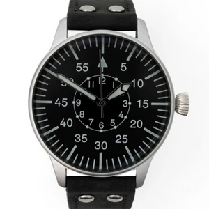 Reloj de servicio Ailager estilo aviador de la Luftwaffe alemana - The Observachtungsuhr - negro - Imagen 1 de 7
