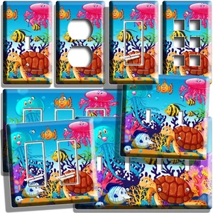 COLORFUL MARINE ANIMALS SEA LIFE LIGHT SWITCH OUTLET WALL PLATE OCEAN ROOM DECOR - Picture 1 of 34